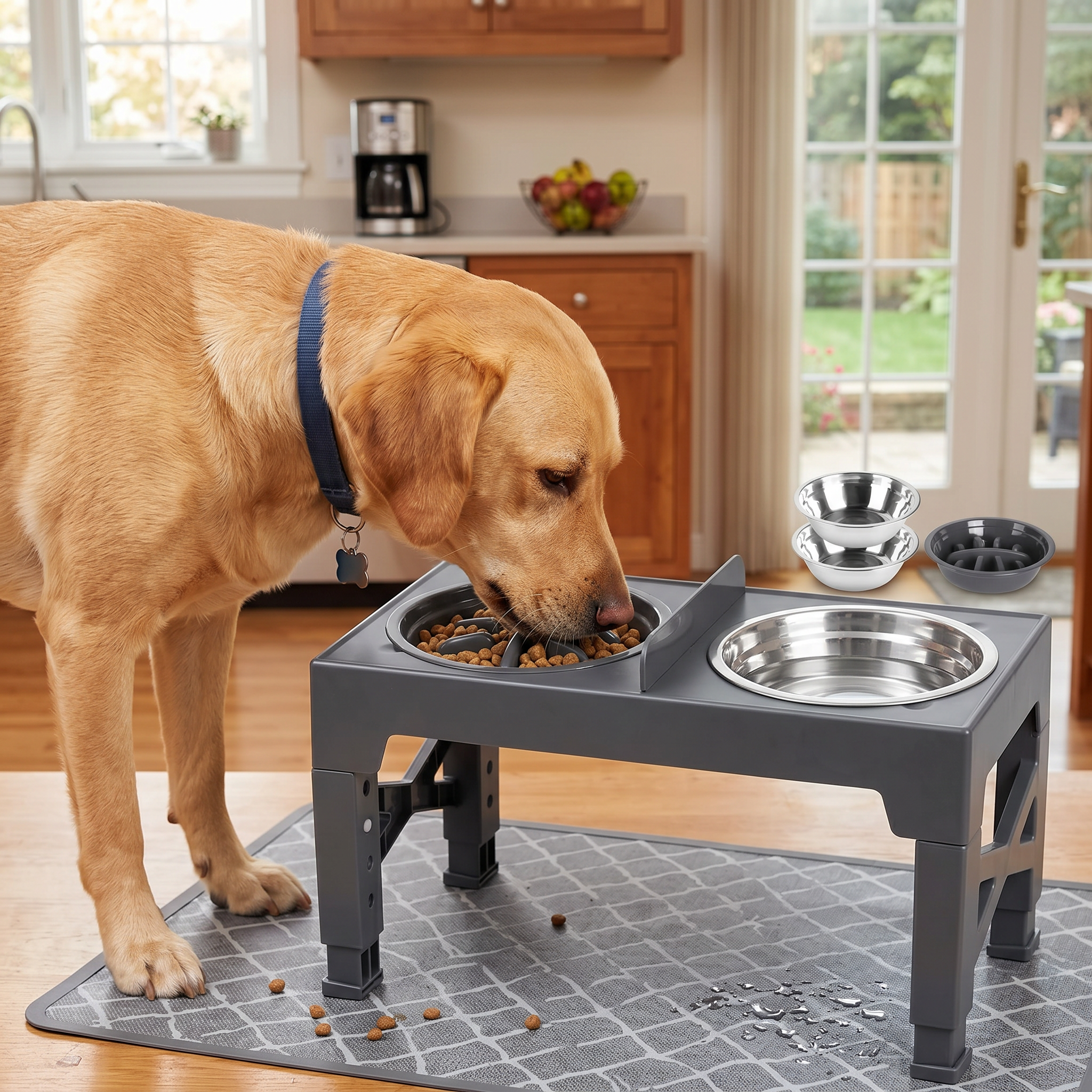 Comedero ajustable de altura para mascotas